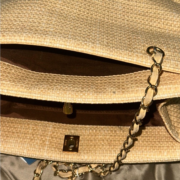 CHANEL bag coco mark tweed Chain wicker shoulder Classic Ltd Ed CC Tote straw - Picture 11 of 16
